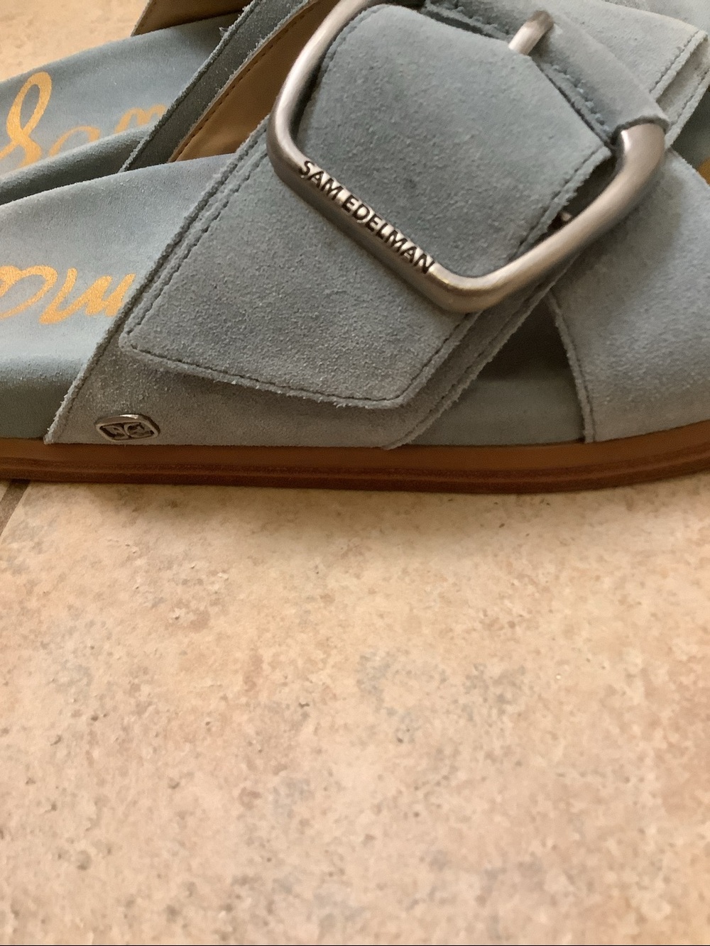 Sam Edelman blue suede comfort slides sandals, size 8 - Picture 5 of 6